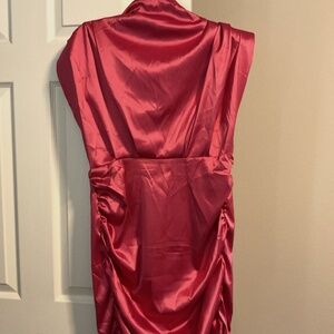 Red satin dress